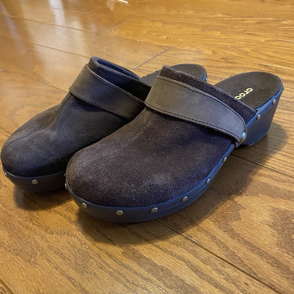 Crocs Cobbler Suede Clogs Brown Women Size 10 Comfort Support Orthopedic Closed
